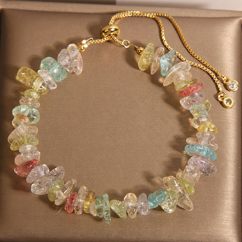 Bracelet de protection en cristal mixte avec quartz clair et cristaux bleus