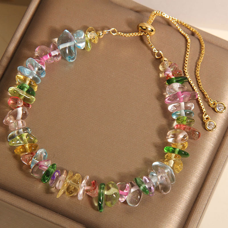 Bracelet de protection en cristal mixte avec quartz clair et cristaux bleus