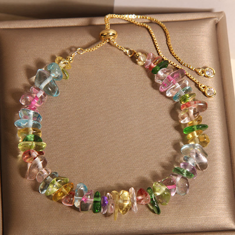 Bracelet de protection en cristal mixte avec quartz clair et cristaux bleus