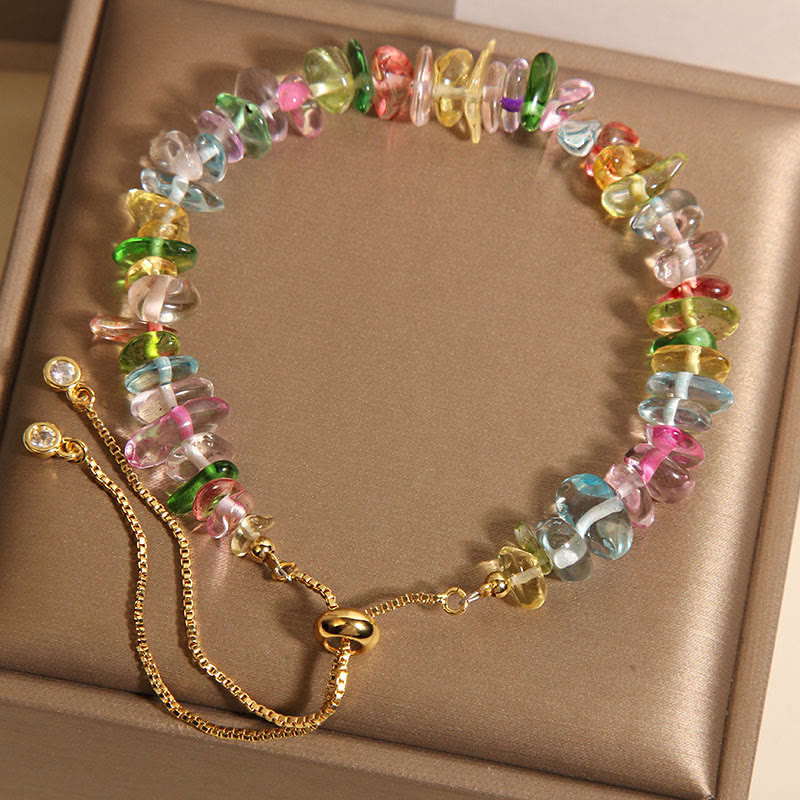 Bracelet de protection en cristal mixte avec quartz clair et cristaux bleus
