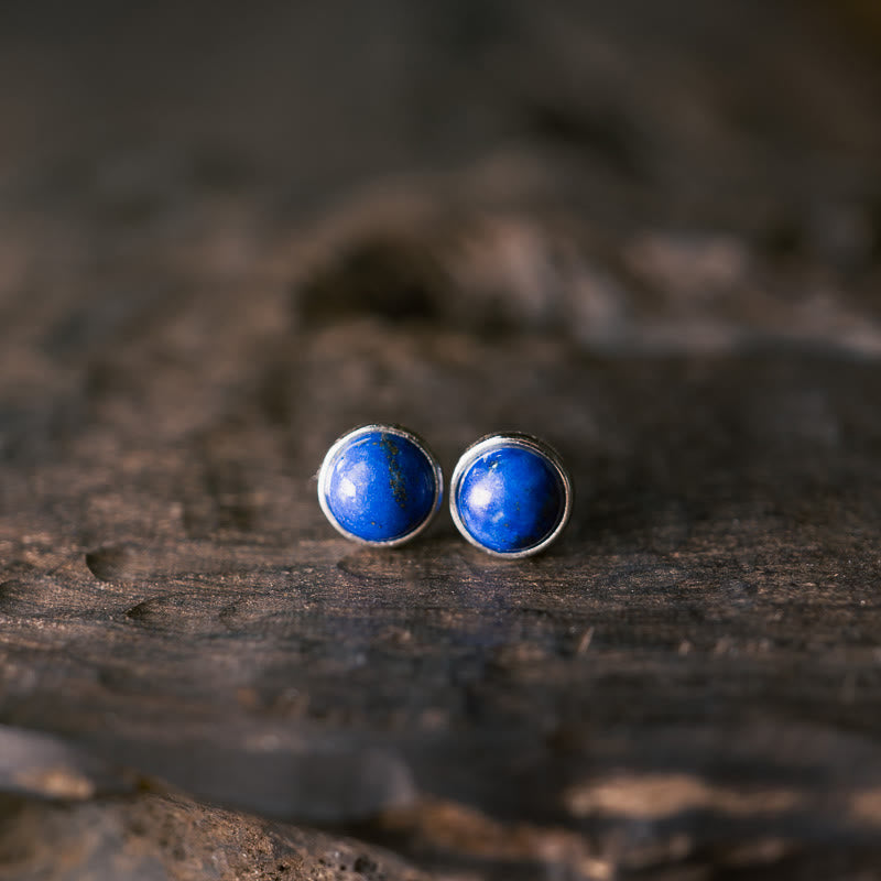 7mm Lazurite Sterling Silver Earrings for Spiritual Balance