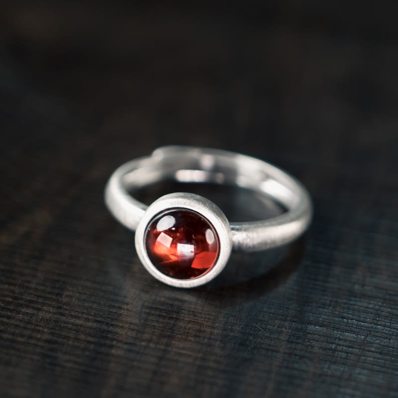 925 Sterling Silver Garnet Ring for Calm Protection