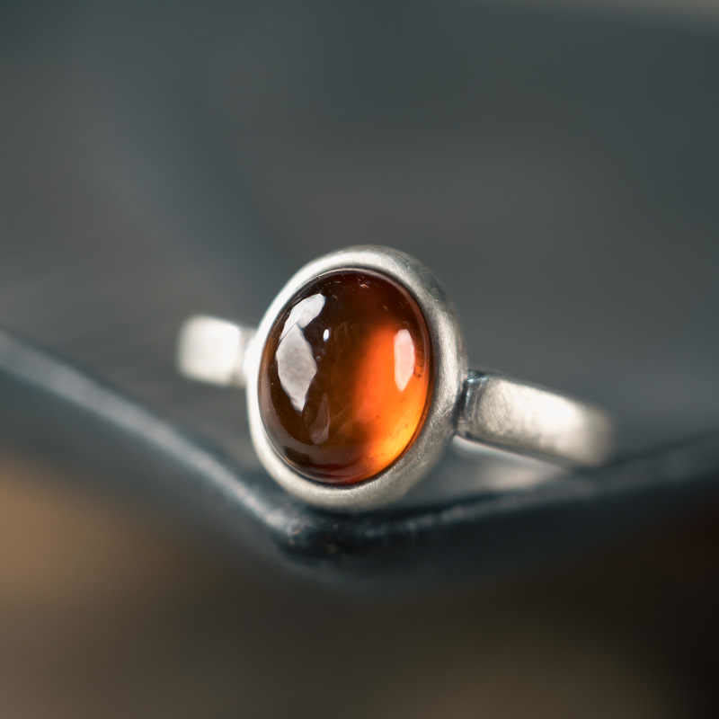 925 Sterling Silver Garnet Ring for Calm Protection