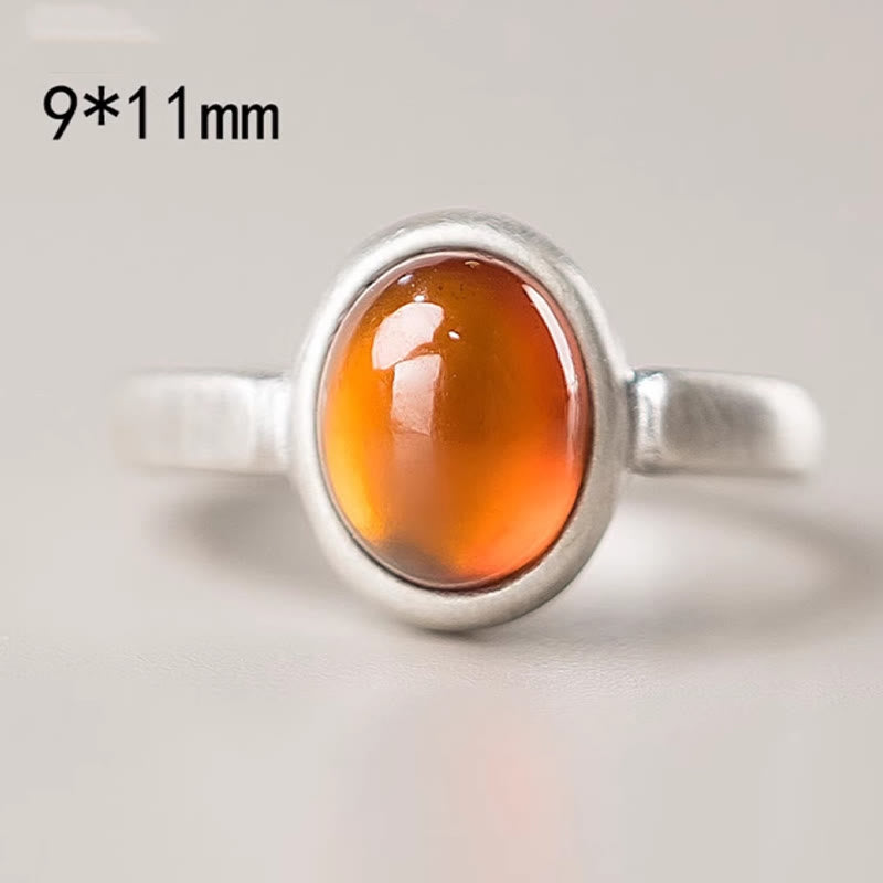 925 Sterling Silver Garnet Ring for Calm Protection