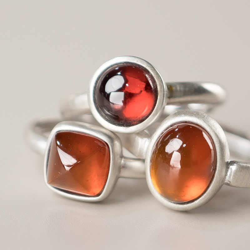 925 Sterling Silver Garnet Ring for Calm Protection