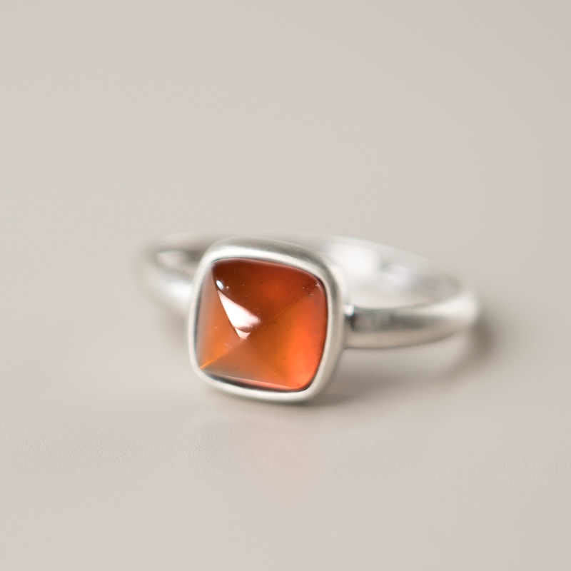 925 Sterling Silver Garnet Ring for Calm Protection