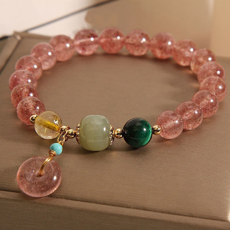 8mm Strawberry Quartz Peace Buckle Spiritual Bracelet