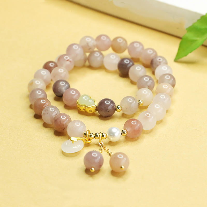 Golden Silk Jade Peace Buckle Bracelet for Luck & Harmony