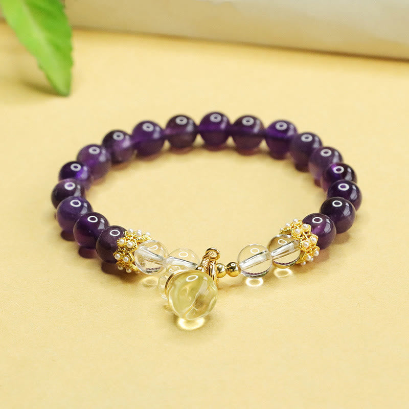 Amethyst Money Bag Balance Bracelet for Women 8mm Beads