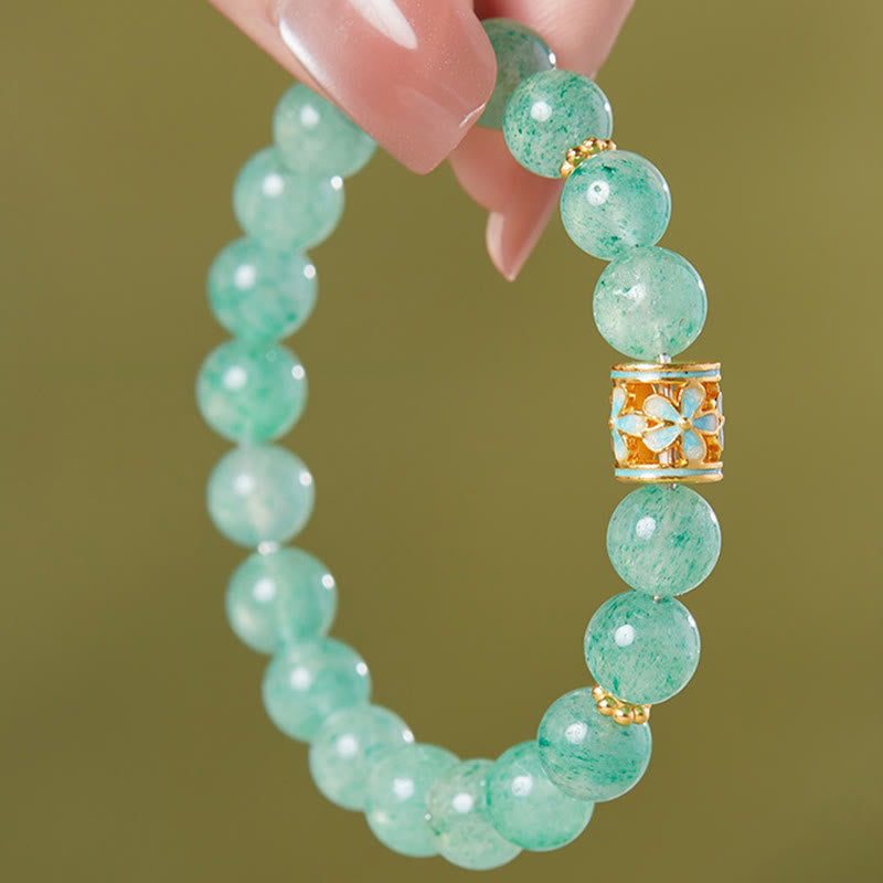 8mm Green Strawberry Quartz Calm & Protection Spiritual Bracelet