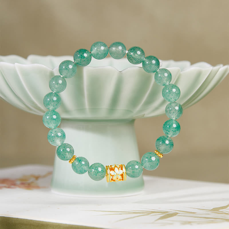 8mm Green Strawberry Quartz Calm & Protection Spiritual Bracelet