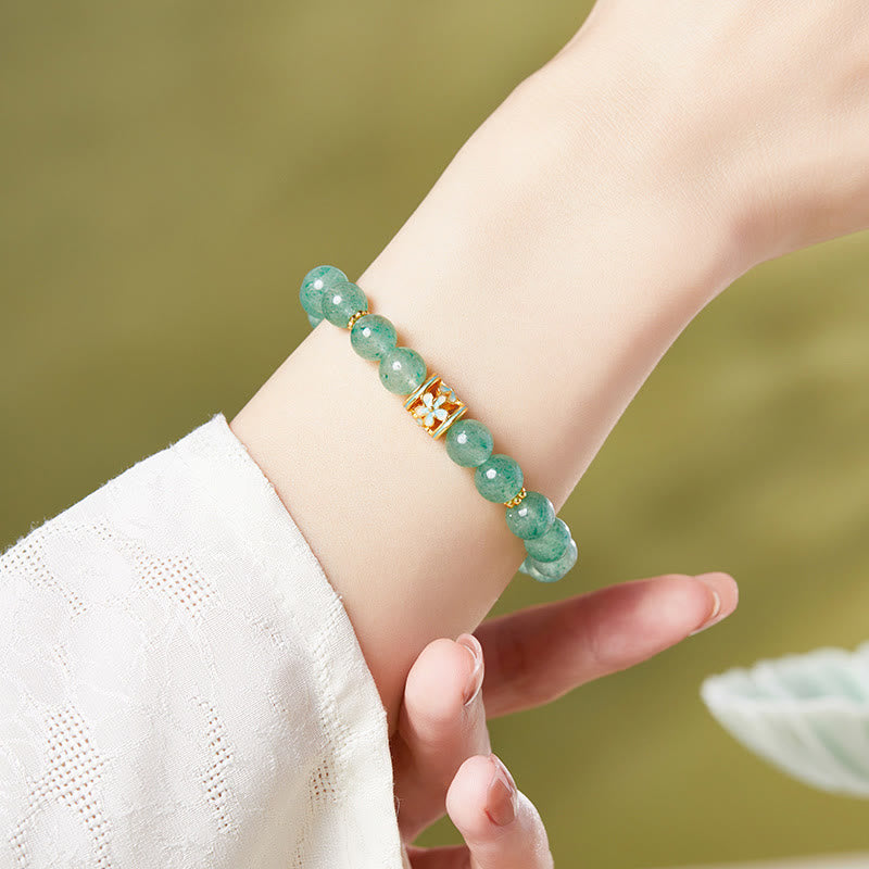 8mm Green Strawberry Quartz Calm & Protection Spiritual Bracelet