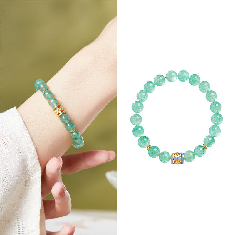 8mm Green Strawberry Quartz Calm & Protection Spiritual Bracelet