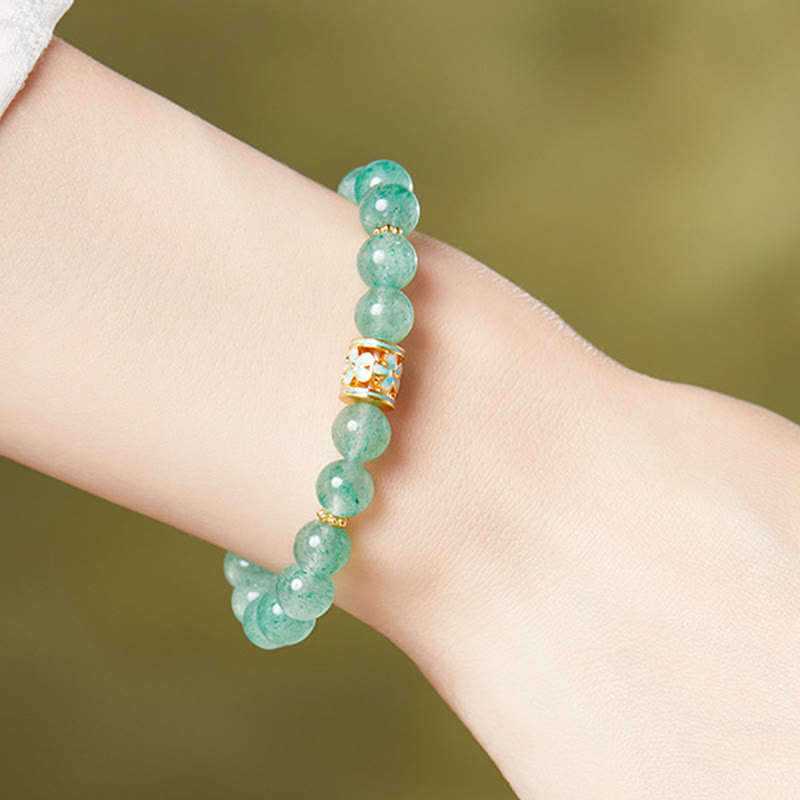 8mm Green Strawberry Quartz Calm & Protection Spiritual Bracelet