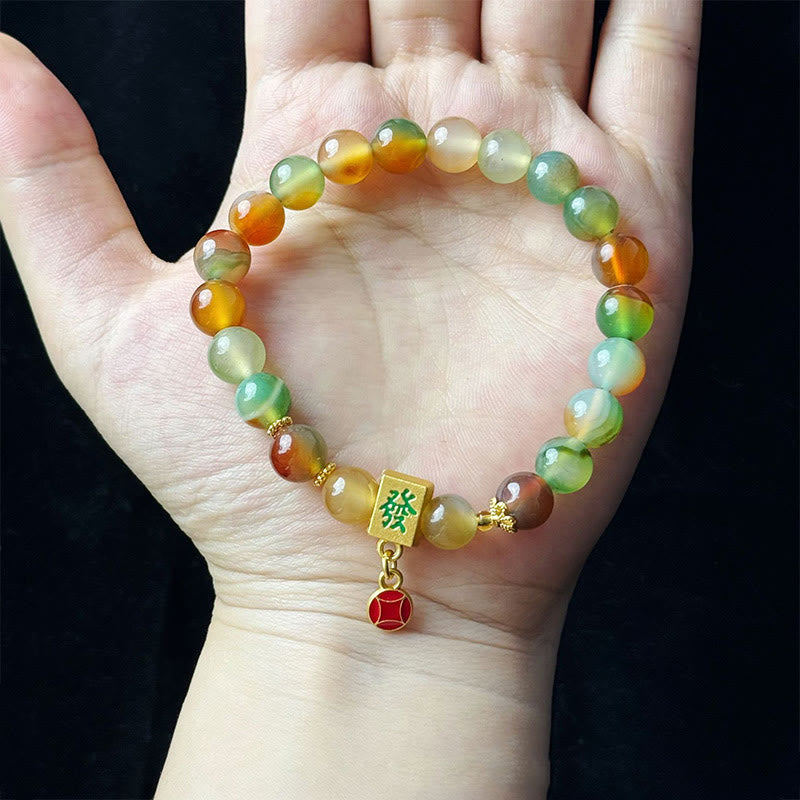 8mm Peacock Agate Courage Bracelet for Protection
