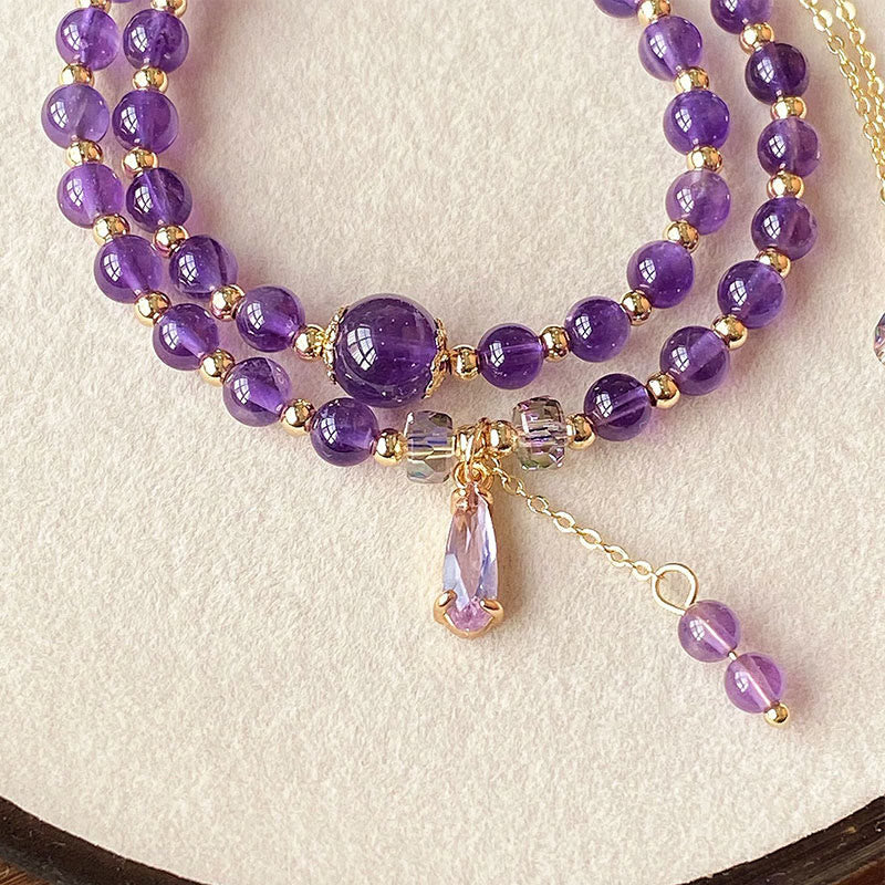 Amethyst Balance Multi-Layer Bracelet for Women 5.9-8.3 in