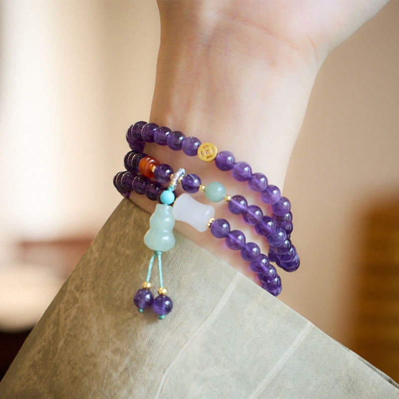 Amethyst Beads Multi-Layer Balance Bracelet for Women