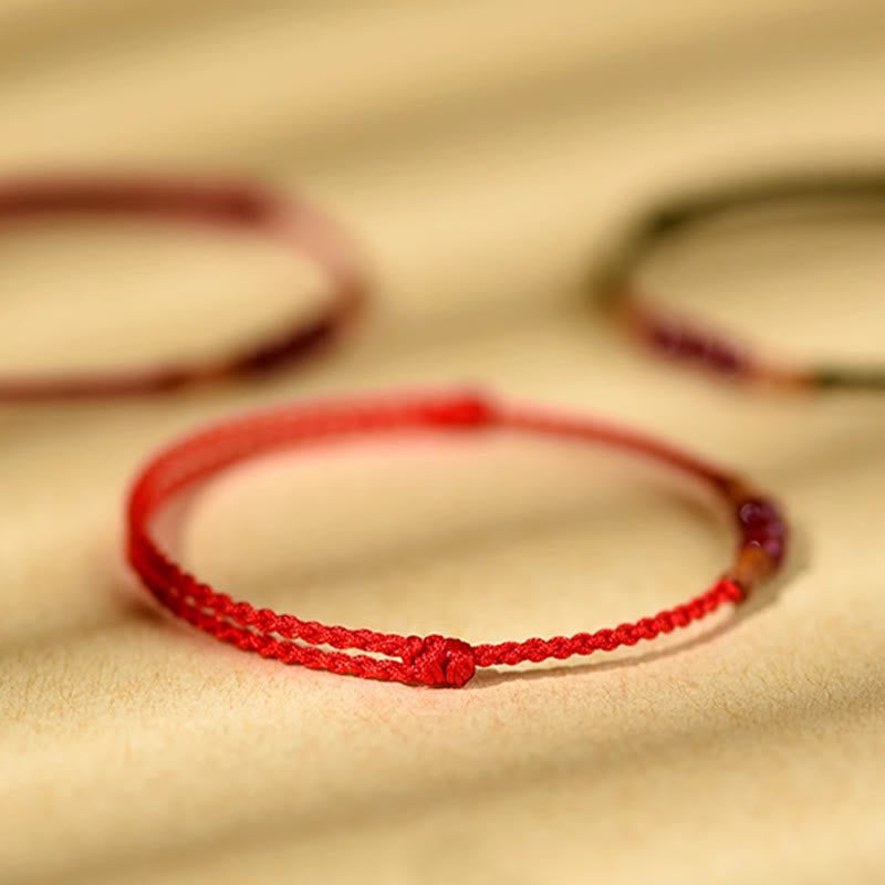 Cinnabar Blessing String Bracelet with Peach Wood – Protection & Calm