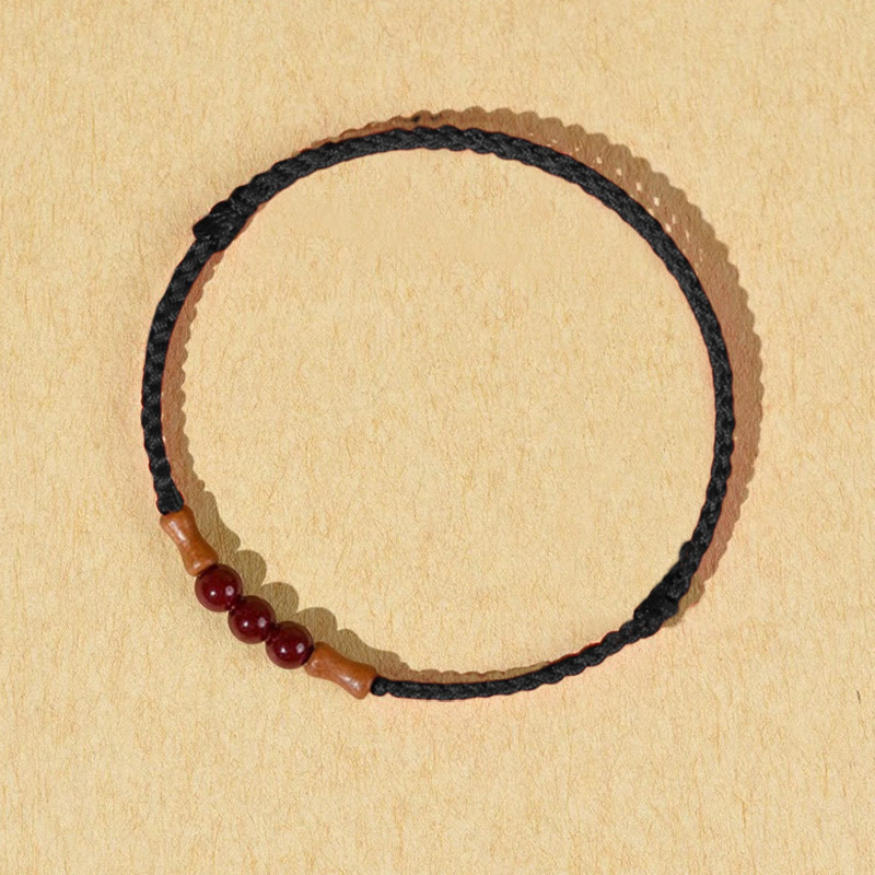 Cinnabar Blessing String Bracelet with Peach Wood – Protection & Calm