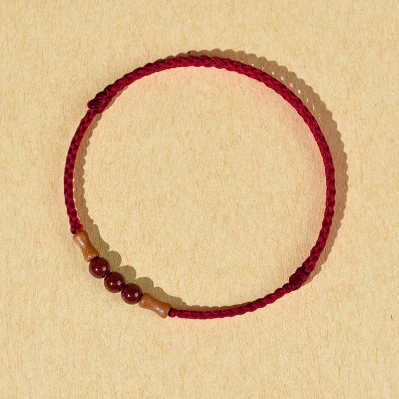 Cinnabar Blessing String Bracelet with Peach Wood – Protection & Calm