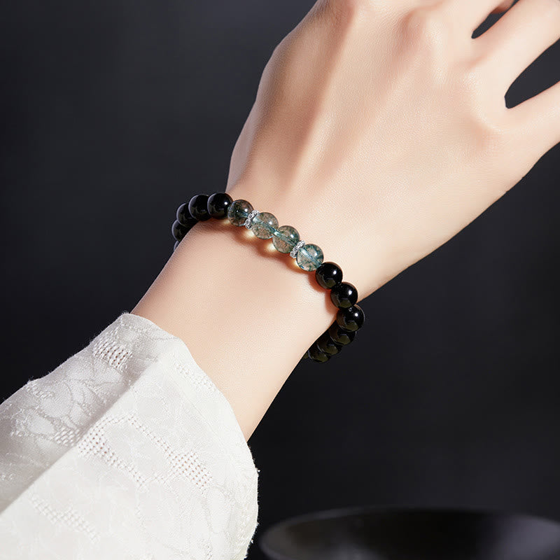 8mm Black Obsidian Strength Bracelet for Protection