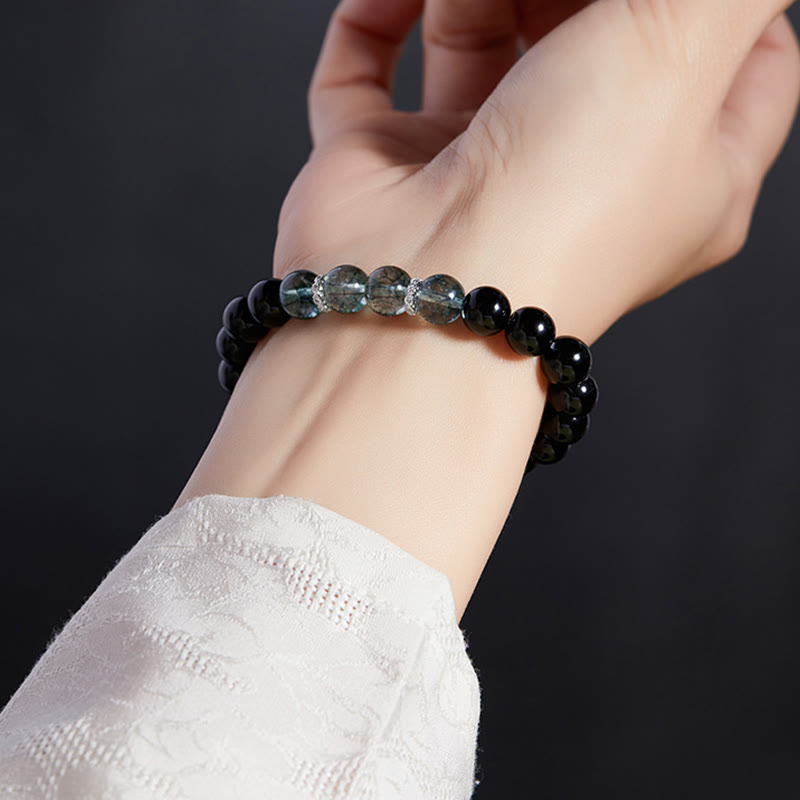 8mm Black Obsidian Strength Bracelet for Protection