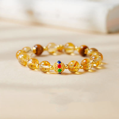 Bracelet de protection en œil de tigre citrine 8 mm