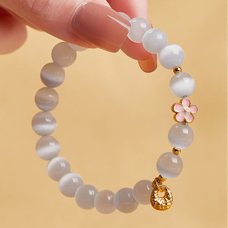 925 Sterling Silver White Cat's Eye Spiritual Bracelet
