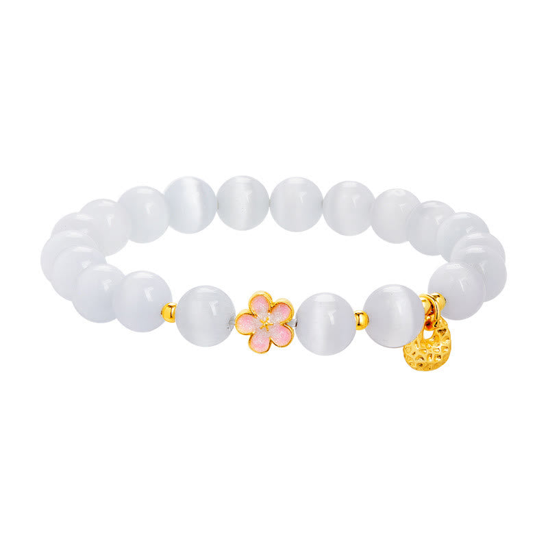 925 Sterling Silver White Cat's Eye Spiritual Bracelet