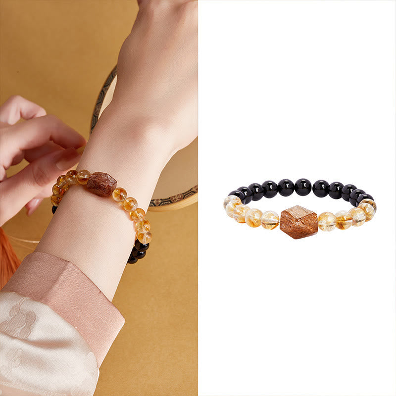 8mm Obsidian Citrine Super Seven Strength Bracelet
