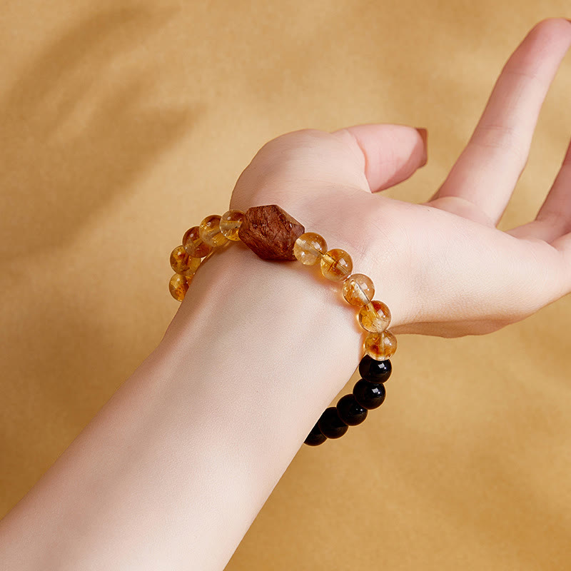 8mm Obsidian Citrine Super Seven Strength Bracelet