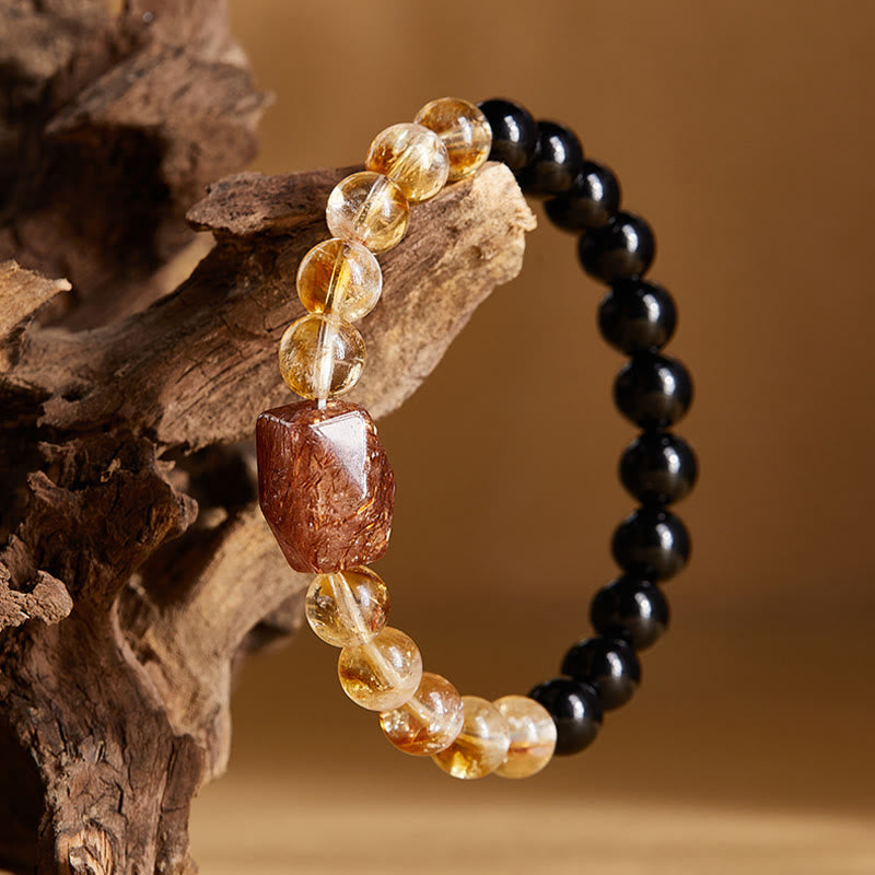 8mm Obsidian Citrine Super Seven Strength Bracelet