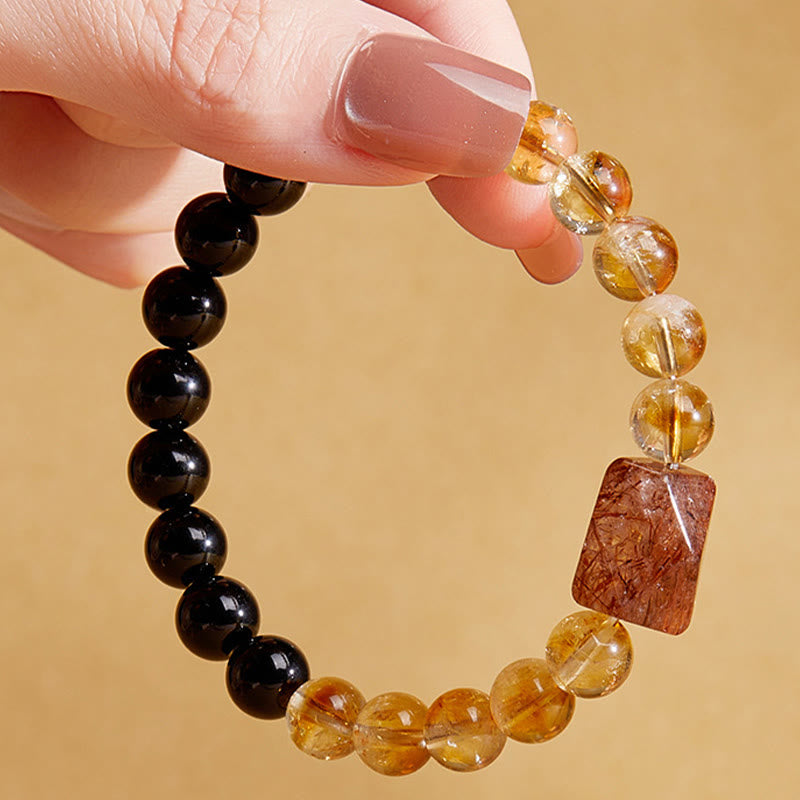 8mm Obsidian Citrine Super Seven Strength Bracelet