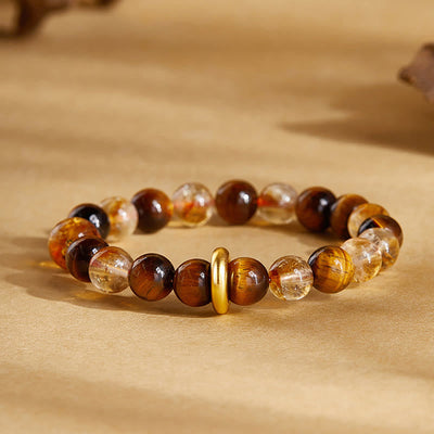 Bracelet de protection en œil de tigre et citrine de 8 mm