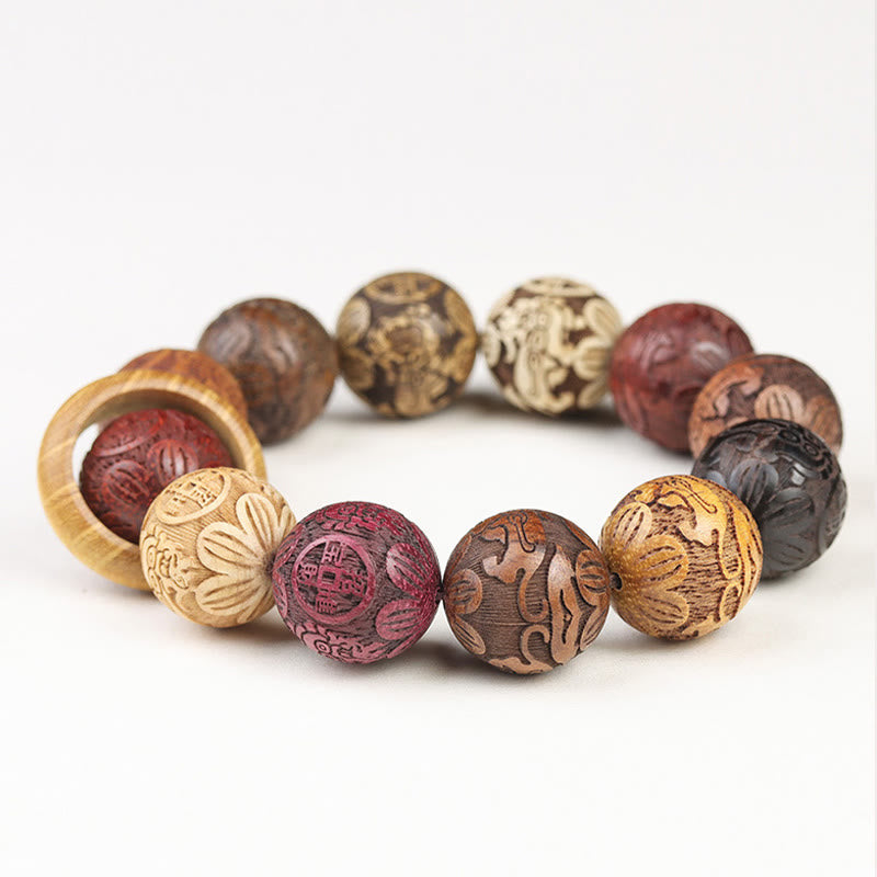 Sandalwood Dragon Phoenix Healing Bracelet 20mm Beads