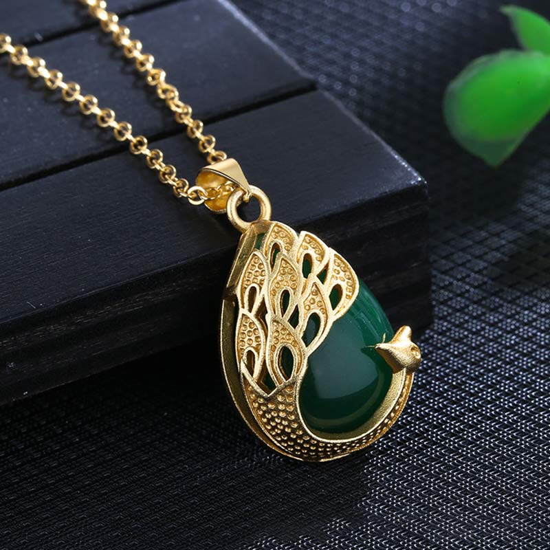 Pink Crystal & Green Chalcedony Soothing Spiritual Necklace