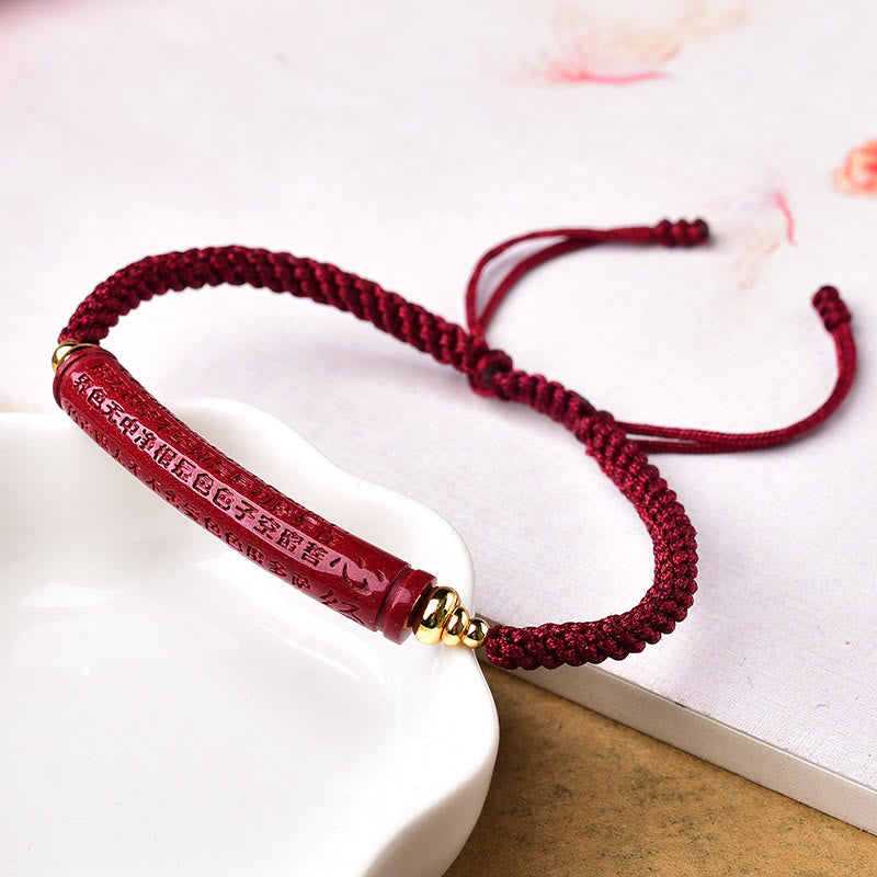 Unisex Cinnabar Blessing Bracelet with Om Mani Padme Hum