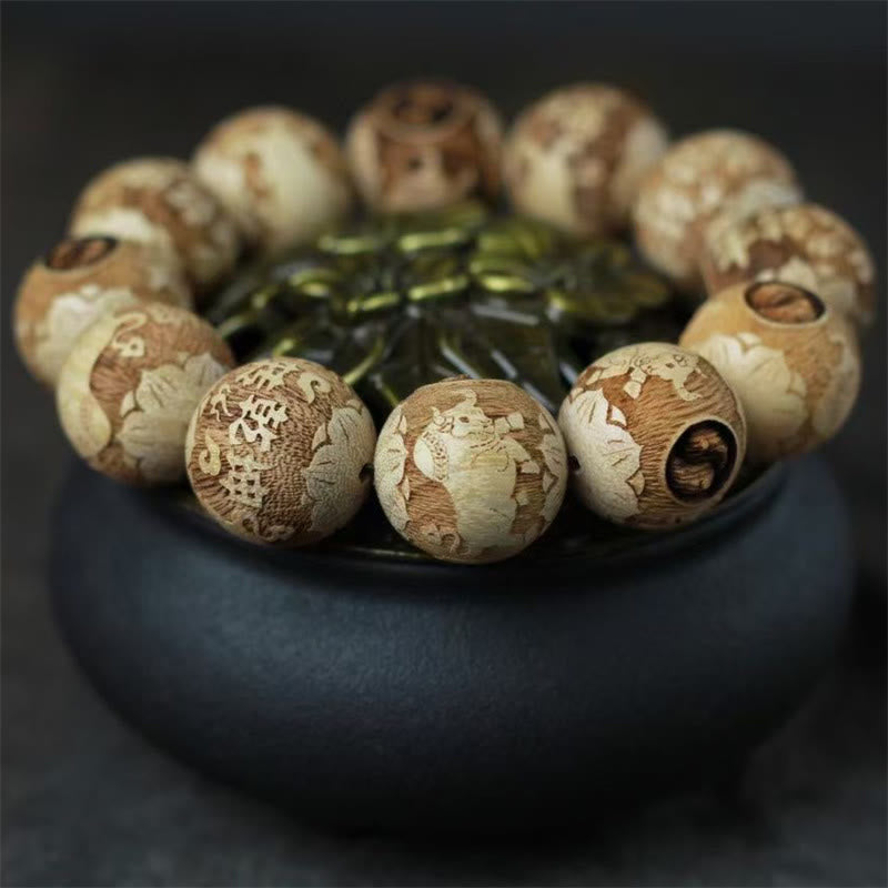 Camphor Wood Yin Yang Clarity Bracelet 20mm Meditation