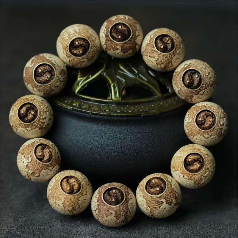 Camphor Wood Yin Yang Clarity Bracelet 20mm Meditation