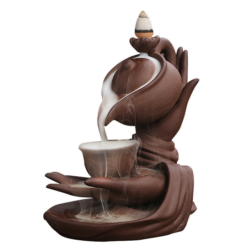 Ceramic Buddha Hand Backflow Incense Burner 13.7cm