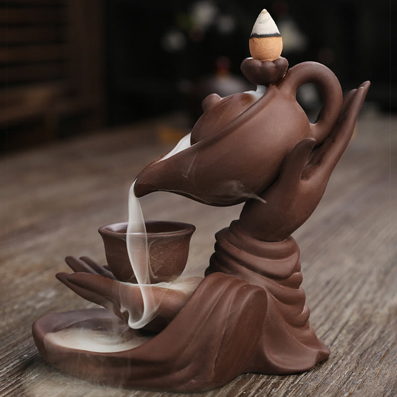 Ceramic Buddha Hand Backflow Incense Burner 13.7cm