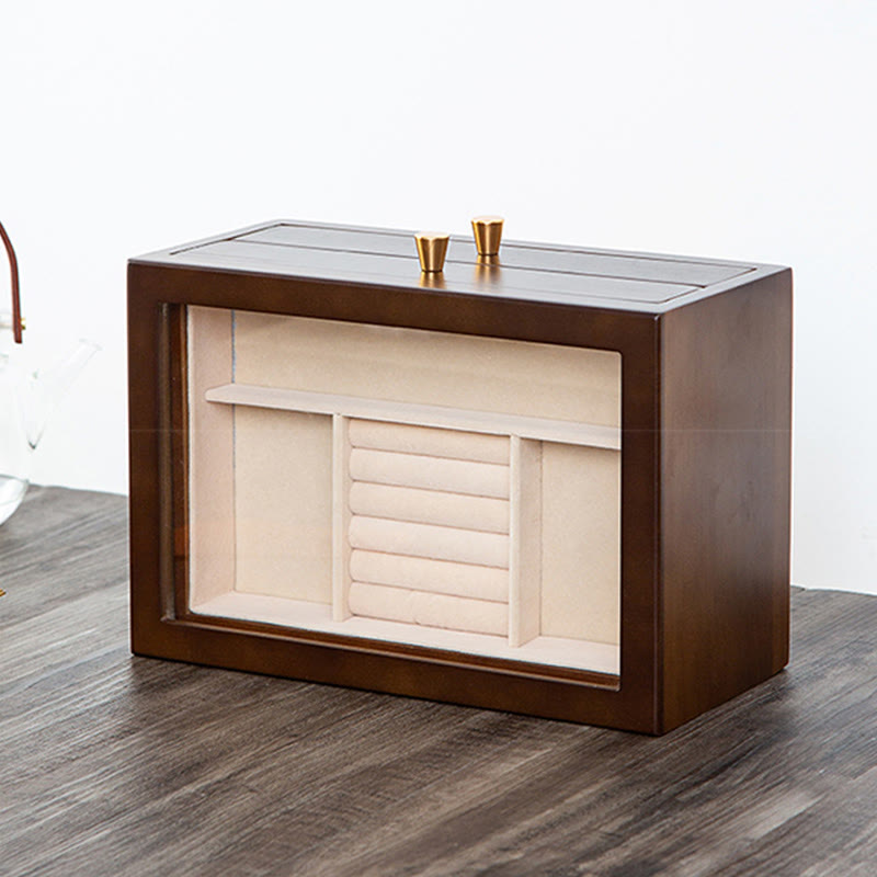 Three Layers Solid Wood Jewelry Box with Drawer | Spiritual Storage