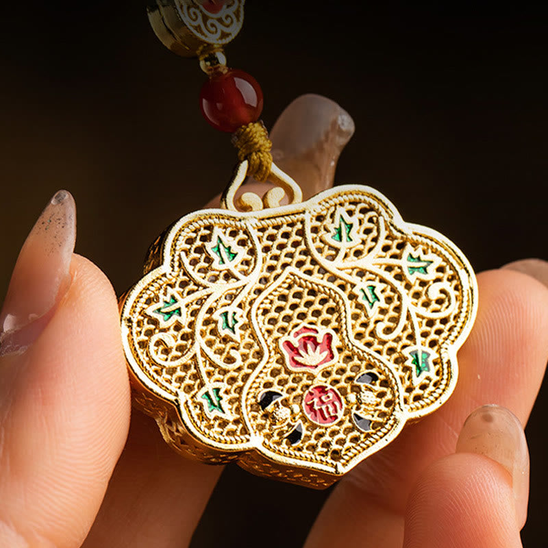 Agate Fu Character Key Chain for Good Luck & Blessing