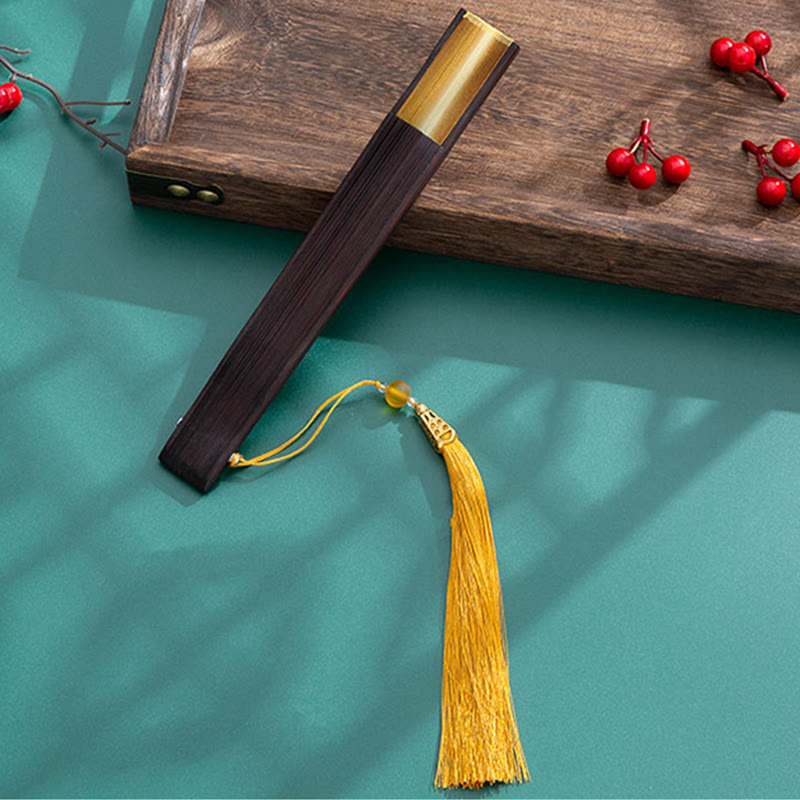 Handheld Gradient Bamboo Folding Fan for Spiritual Decor