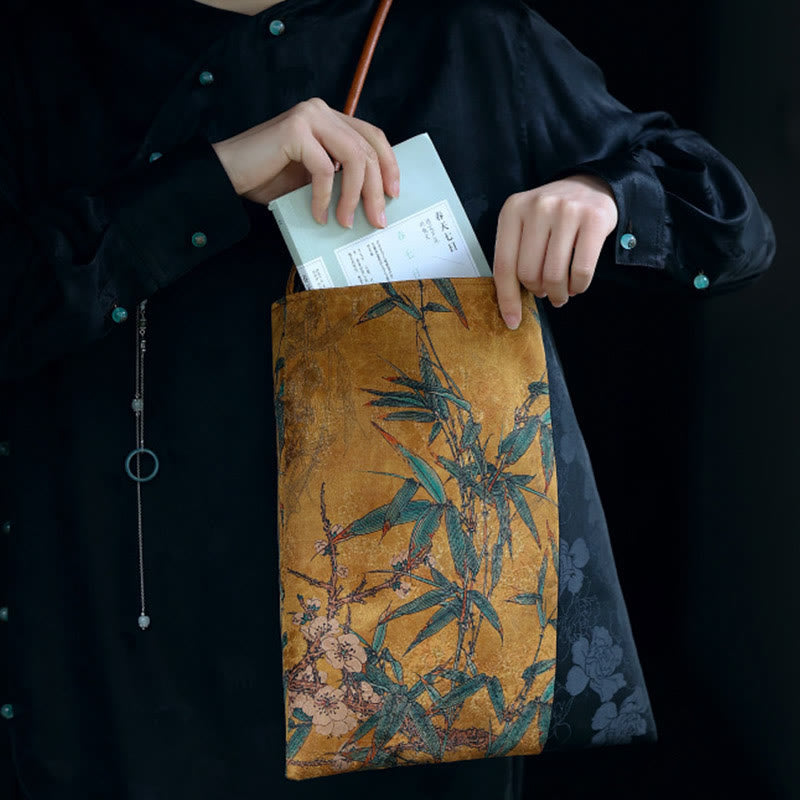 33cm Spiritual Bamboo Leaves Shoulder Bag with Buckle