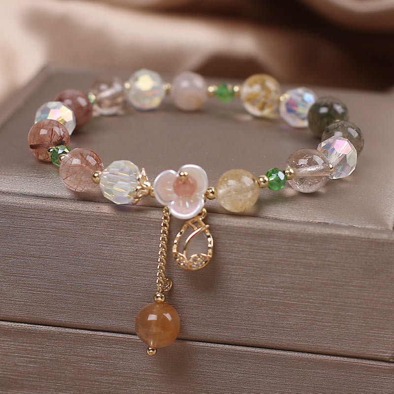 Bracelet de guérison en quartz fraise et fluorite pour une clarté émotionnelle