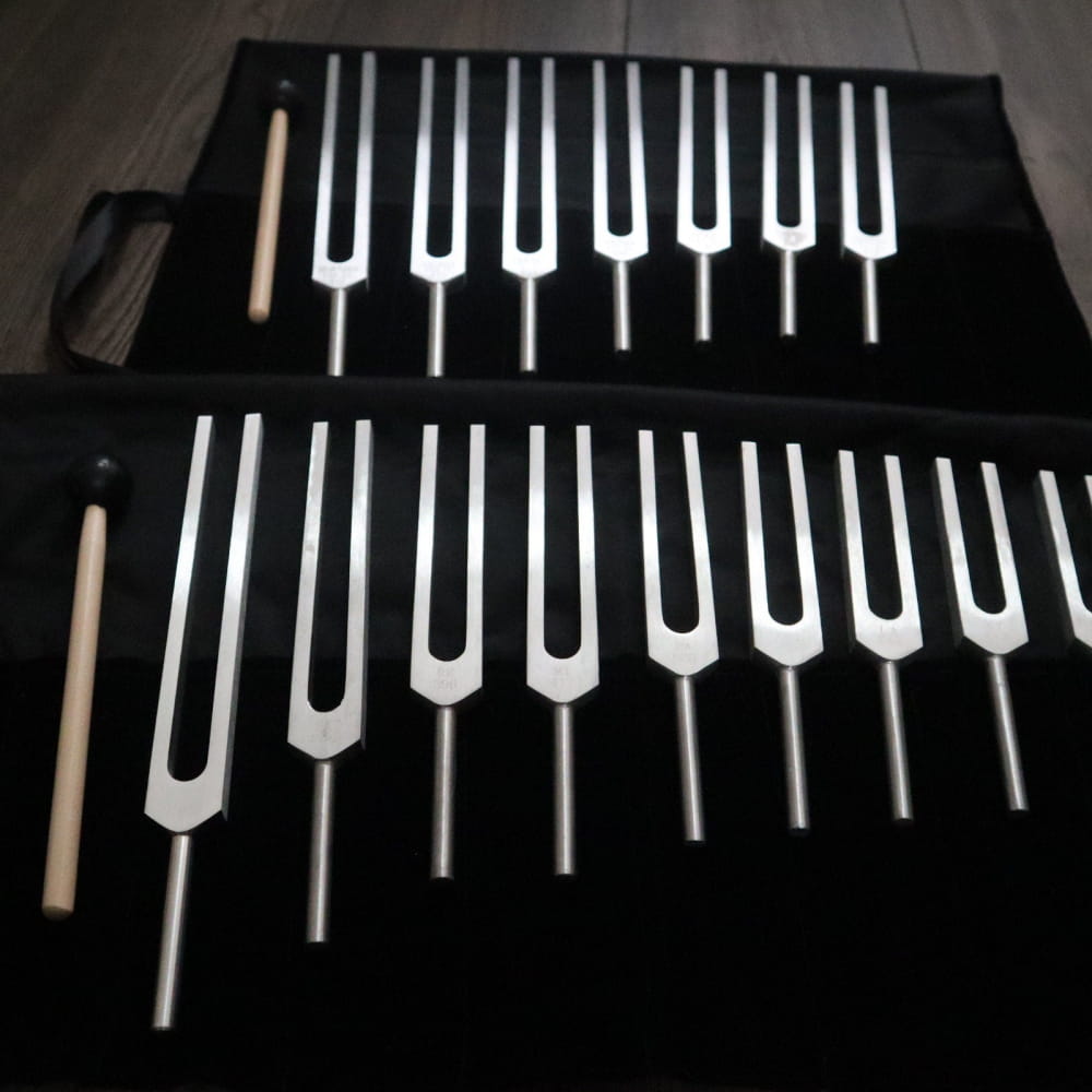 17pc Solfeggio & Chakra Tuning Fork Set with Carry Bag - On sale