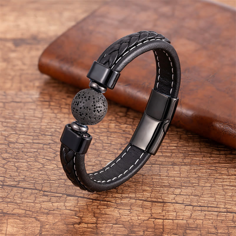 Bracelet Sérénité Om Mani Padme Hum en Onyx Noir 18-20 cm