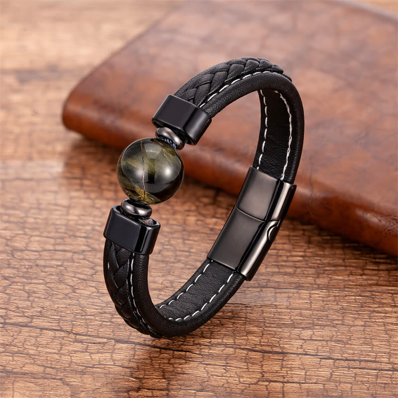 Bracelet Sérénité Om Mani Padme Hum en Onyx Noir 18-20 cm