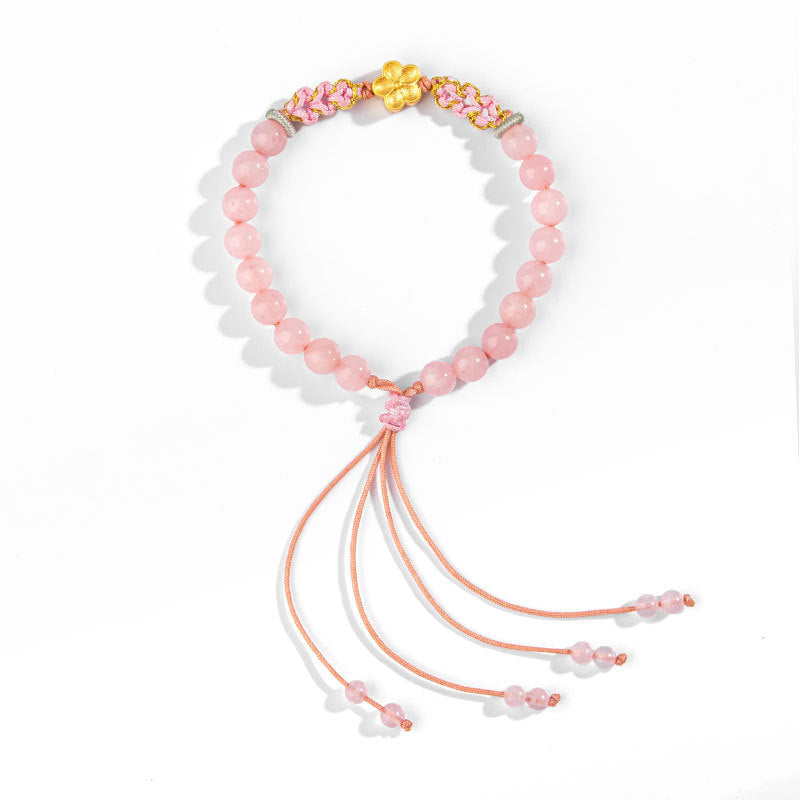 Red Agate Pink Crystal 7mm Sterling Silver Agate Bracelet